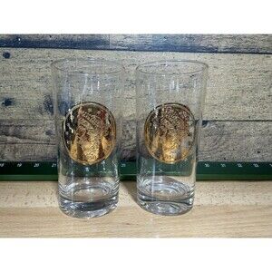 🔥RARE- Vtg Set Of 2 CULVER GOLD 22K BARWARE Coins Wine Bullion Liberty Eagle